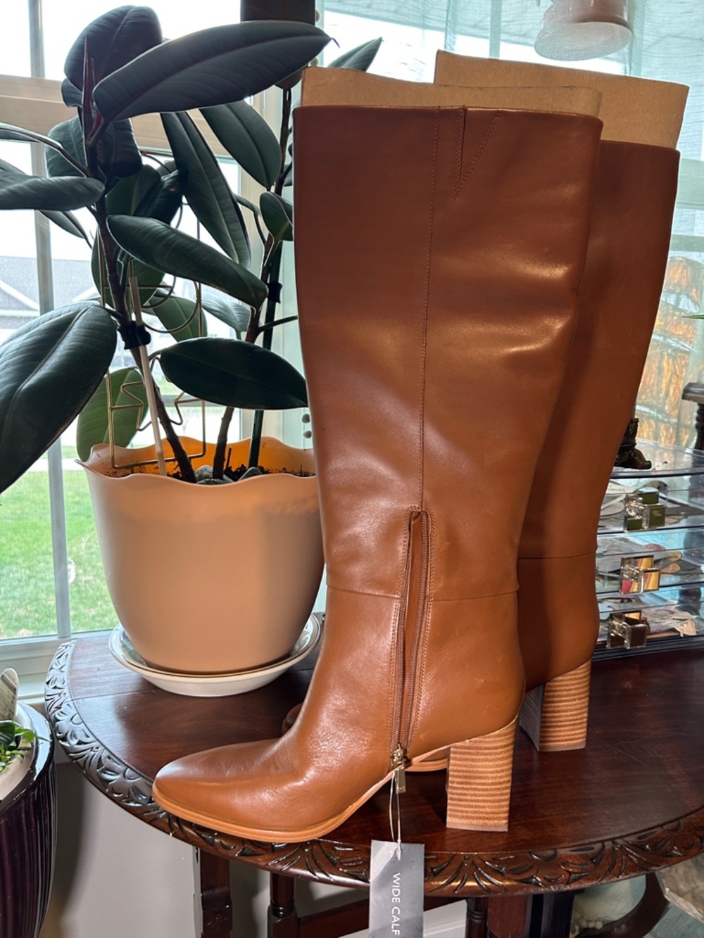 Marc Fisher Tall Leather Over-the-Knee Boots in Cognac